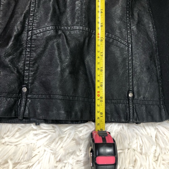 Sebby Hooded Faux Leather pleather/leather look Jacket M stretch & lightweight - Picture 7 of 16